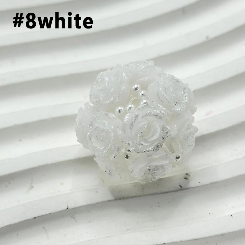 z-Bling Bling Luminous Mini Cute Flowers White Pearls Clear Round Acrylic Beads in Solid Color, Around 24MM, Please Read the Description