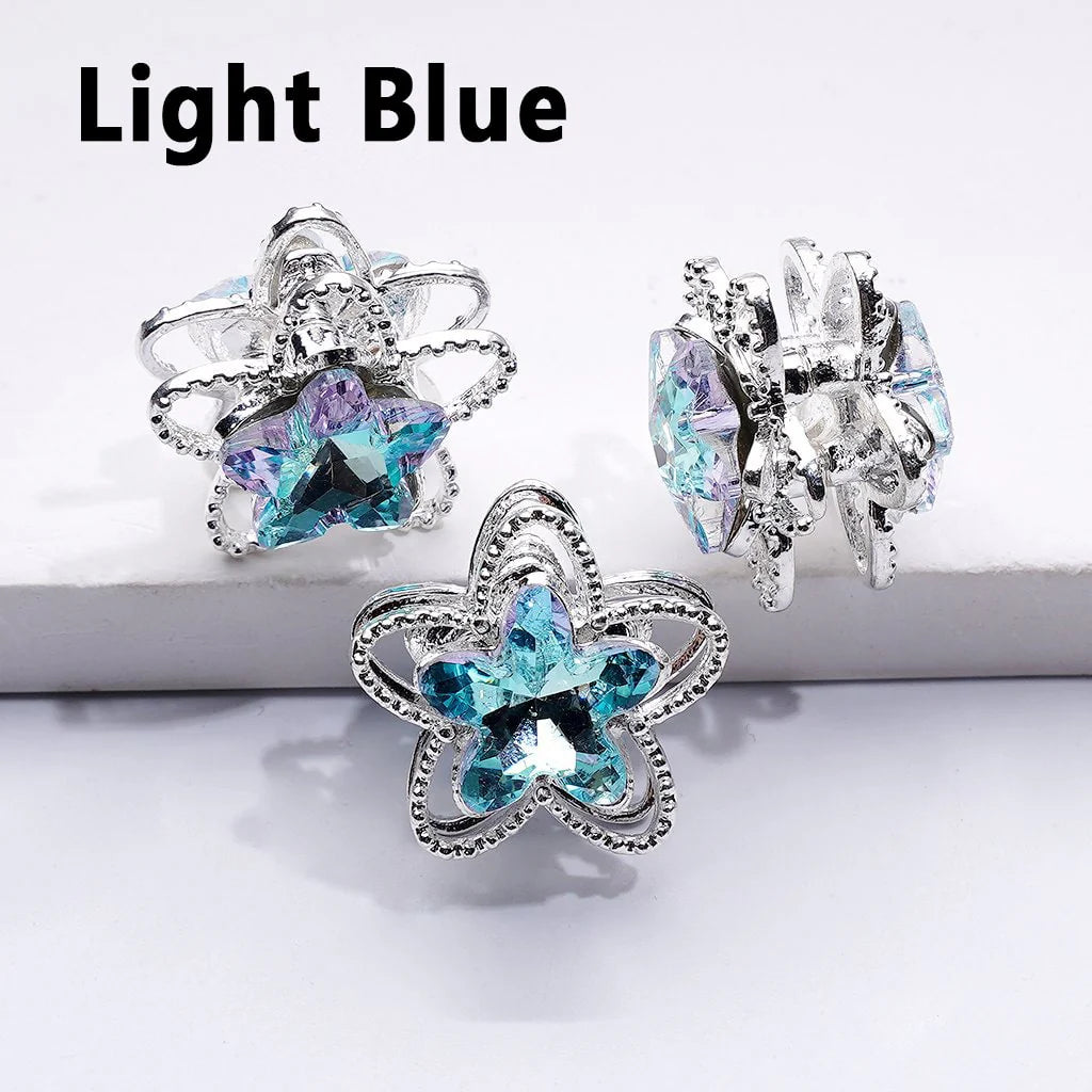 z-Exquisite Fancy Silver Alloy Five-petaled Flower Bead with Multi-Color Shiny Rhinestones, Around 19MM