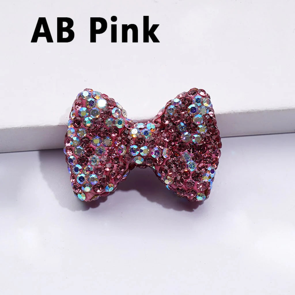 z-Bling Bling Multi-Color Bowtie Clay Beads with Shiny Rhinestones, 29*21MM