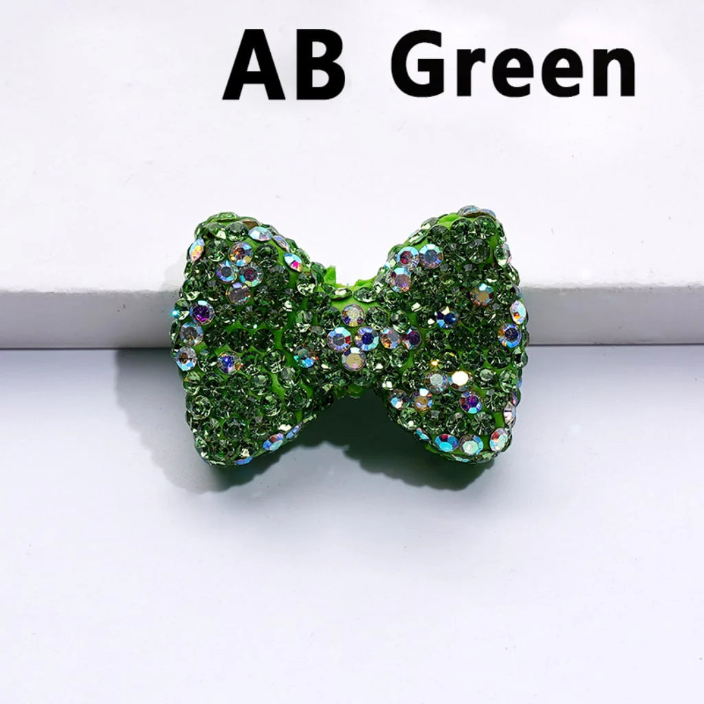 z-Bling Bling Multi-Color Bowtie Clay Beads with Shiny Rhinestones, 29*21MM