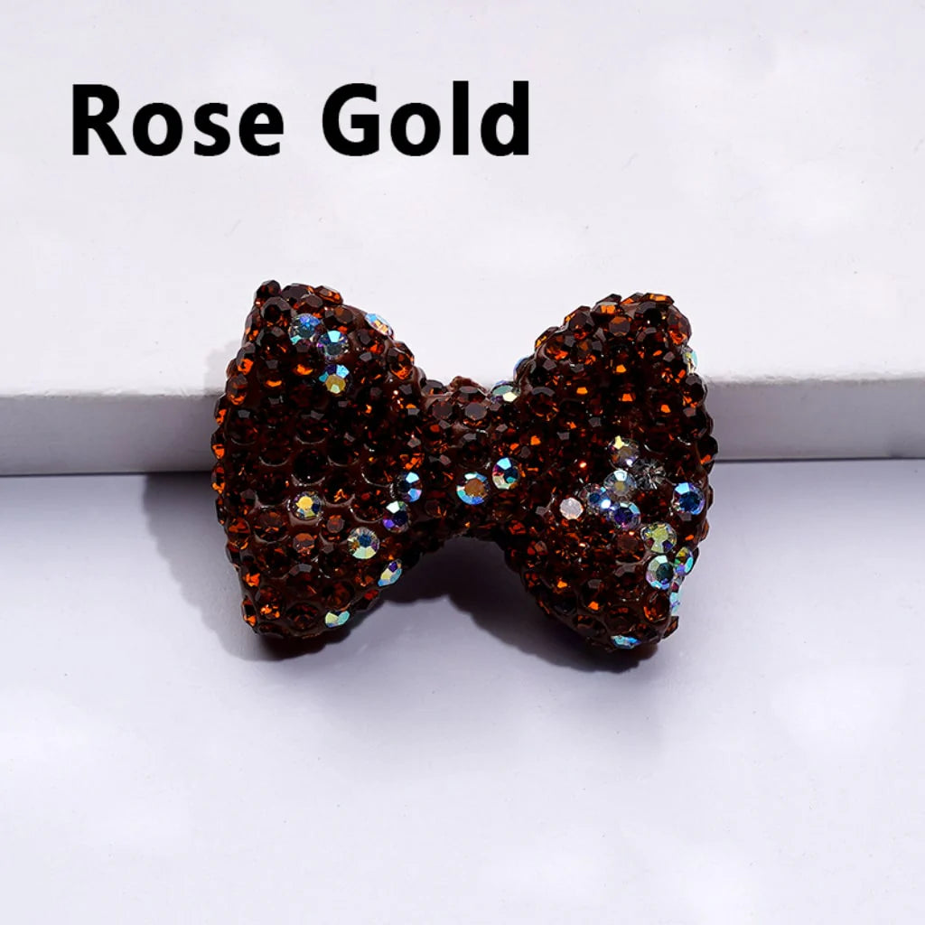 z-Bling Bling Multi-Color Bowtie Clay Beads with Shiny Rhinestones, 29*21MM