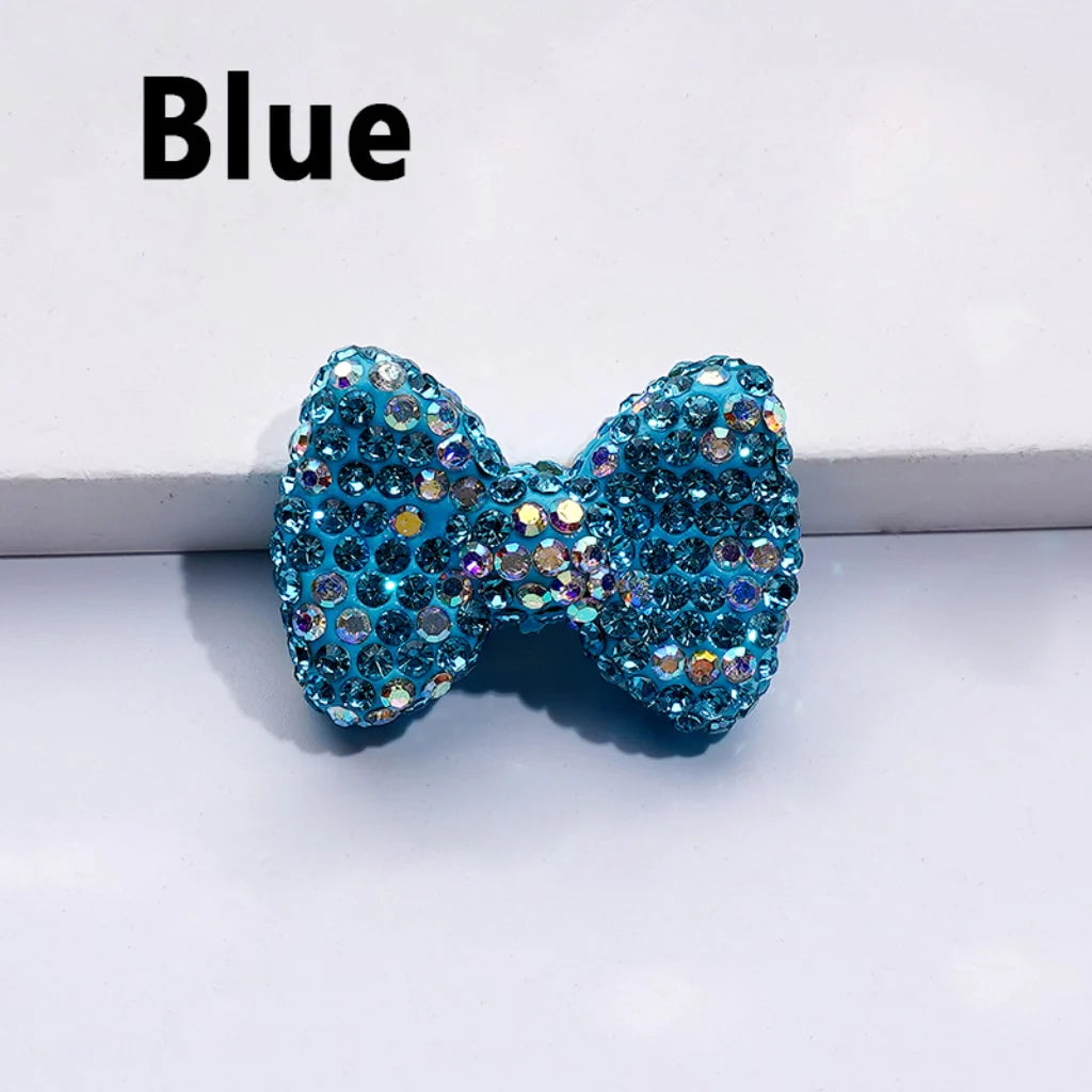 z-Bling Bling Multi-Color Bowtie Clay Beads with Shiny Rhinestones, 29*21MM