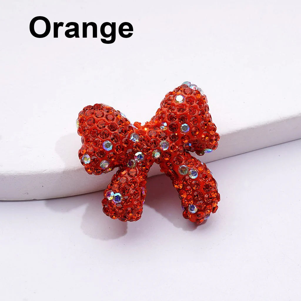 z-Multi-Color Cute Bowtie with AB Rhinestones Clay Beads, 24*26MM, Random Mix