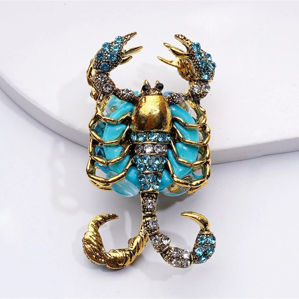 z-Exquisite Fancy Gold Alloy Scorpion with Shiny Rhinestones Clear Oval Pearls Clay Beads, Around 51*26*18MM