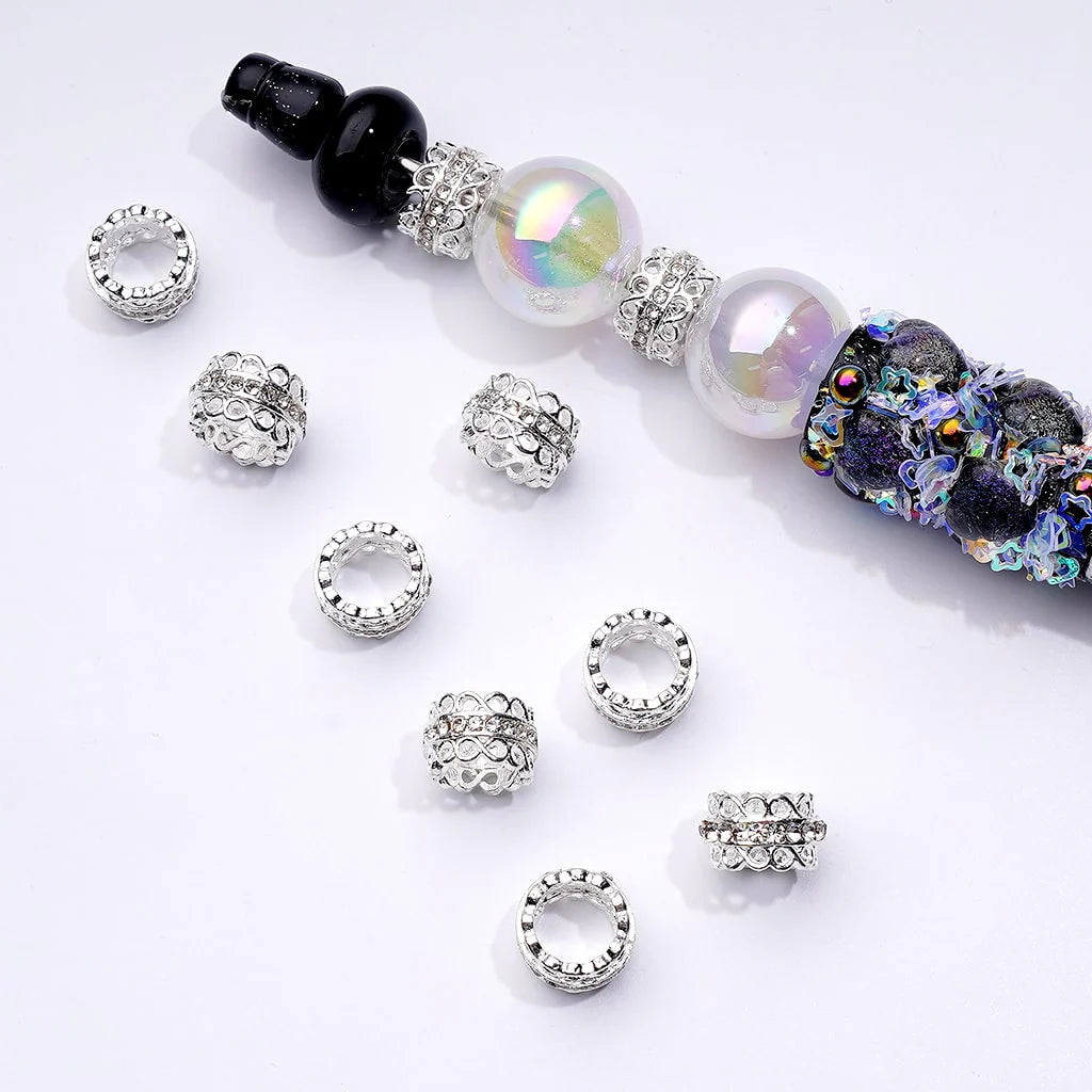 z-Mini Cute Gold Silver Gun Black Metal Spacer with Clear Rhinestone Chain, Around 10MM