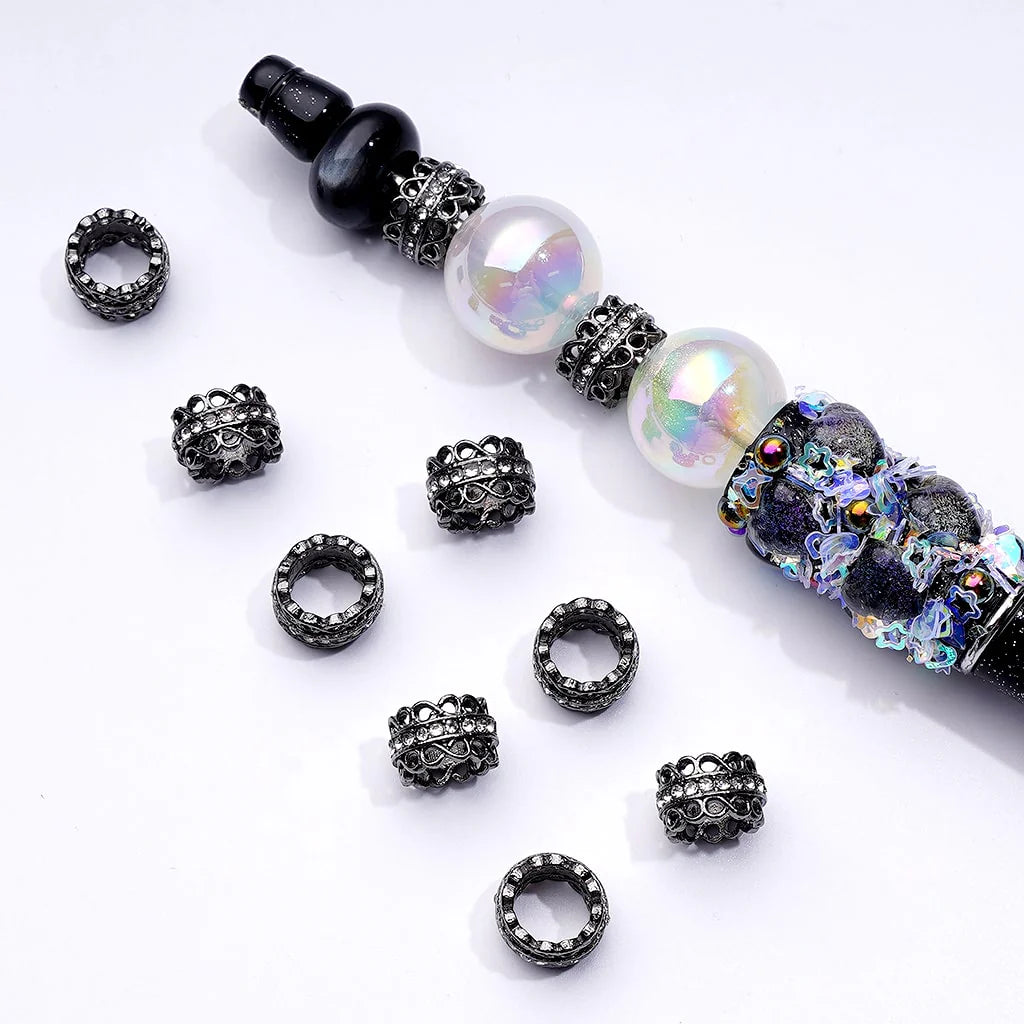 z-Mini Cute Gold Silver Gun Black Metal Spacer with Clear Rhinestone Chain, Around 10MM