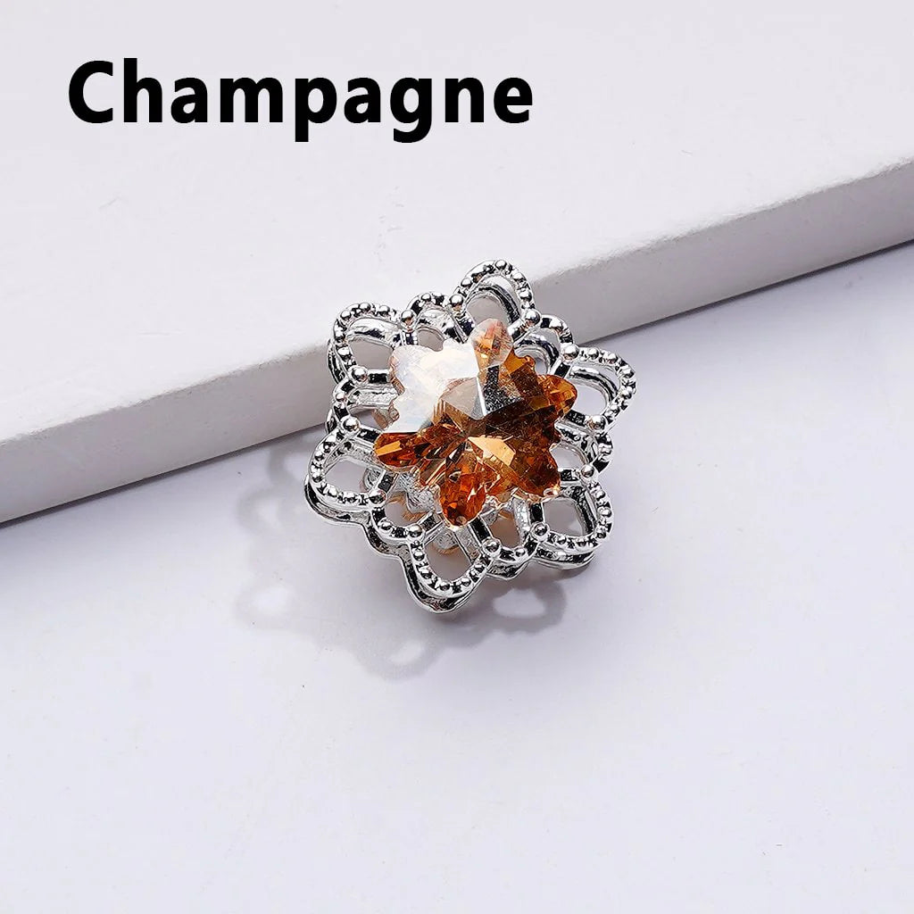 z-Silver Metal Beads Fancy Snowflakes Shape with Bling Bling Multi-Color Shiny Rhinestones, Around 20MM