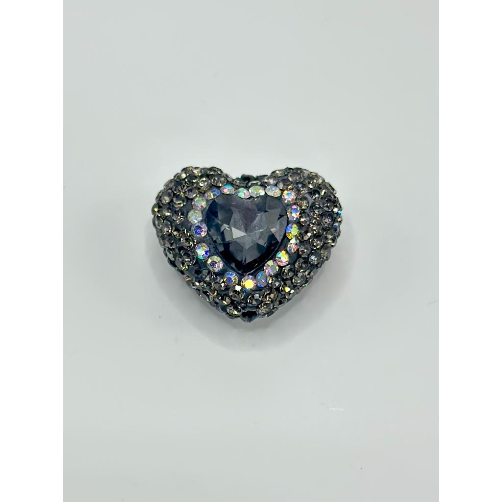 z-Bling Bling Sparkling Heart Clay Beads with Colorful Rhinestones, 20mm by 26mm
