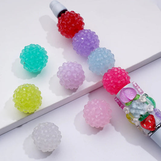 z-Translucent Jelly Candy Color Round Acrylic Rhinestone Beads, 16MM