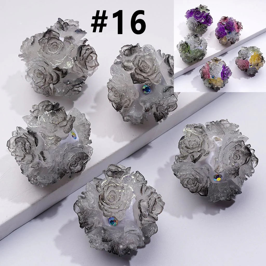 z-Color Changing Cute Glitter Soft Flowers AB Rhinestones Round Clay Beads, Around 24MM