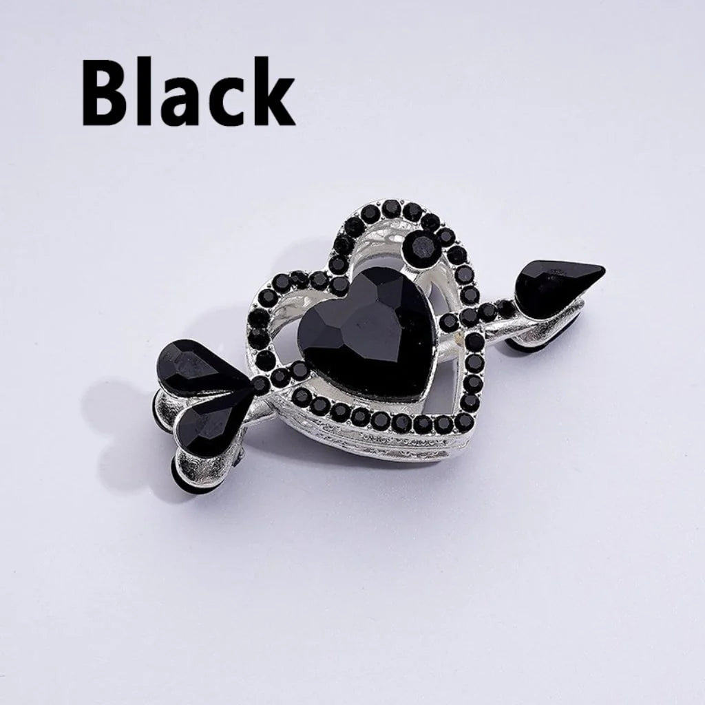 z-Silver Metal Beads Delicate Fancy Heart Arrow Pierces Multi-Color Rhinestones, Around 48*26MM