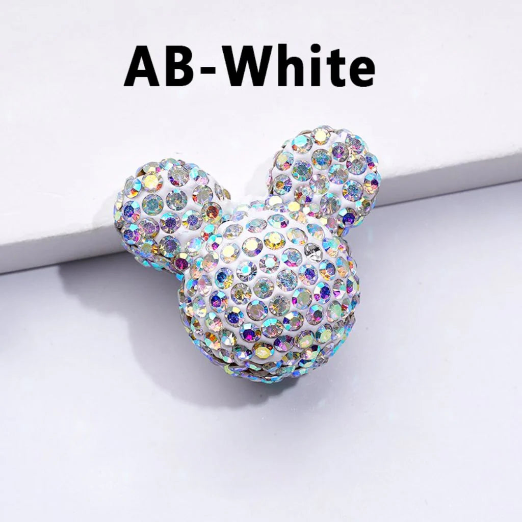 z-Vivid Cute Girl and Boy Mouse Head Clay Beads with Multi-Color & AB Rhinestones, 22*24*17MM