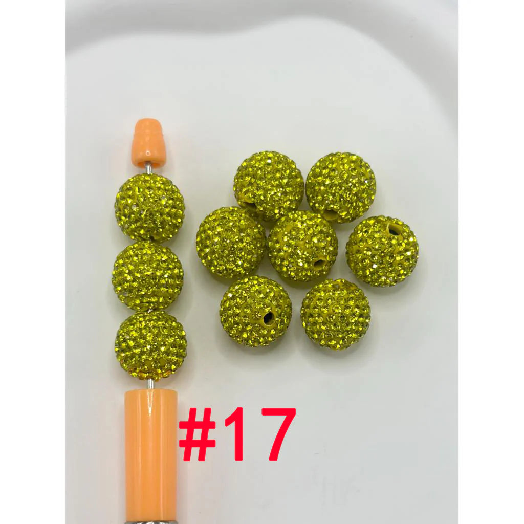 z-Clay Beads with Colorful Rhinestones, 16mm, Please Read Description