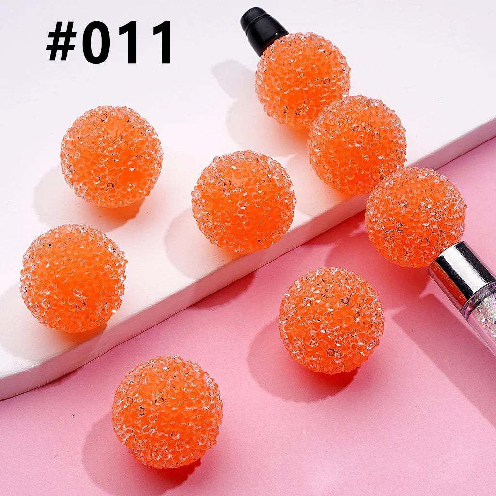 z-Hard Sugar Beads in Solid Colors Clear Rhinestones Candy Round 20mm
