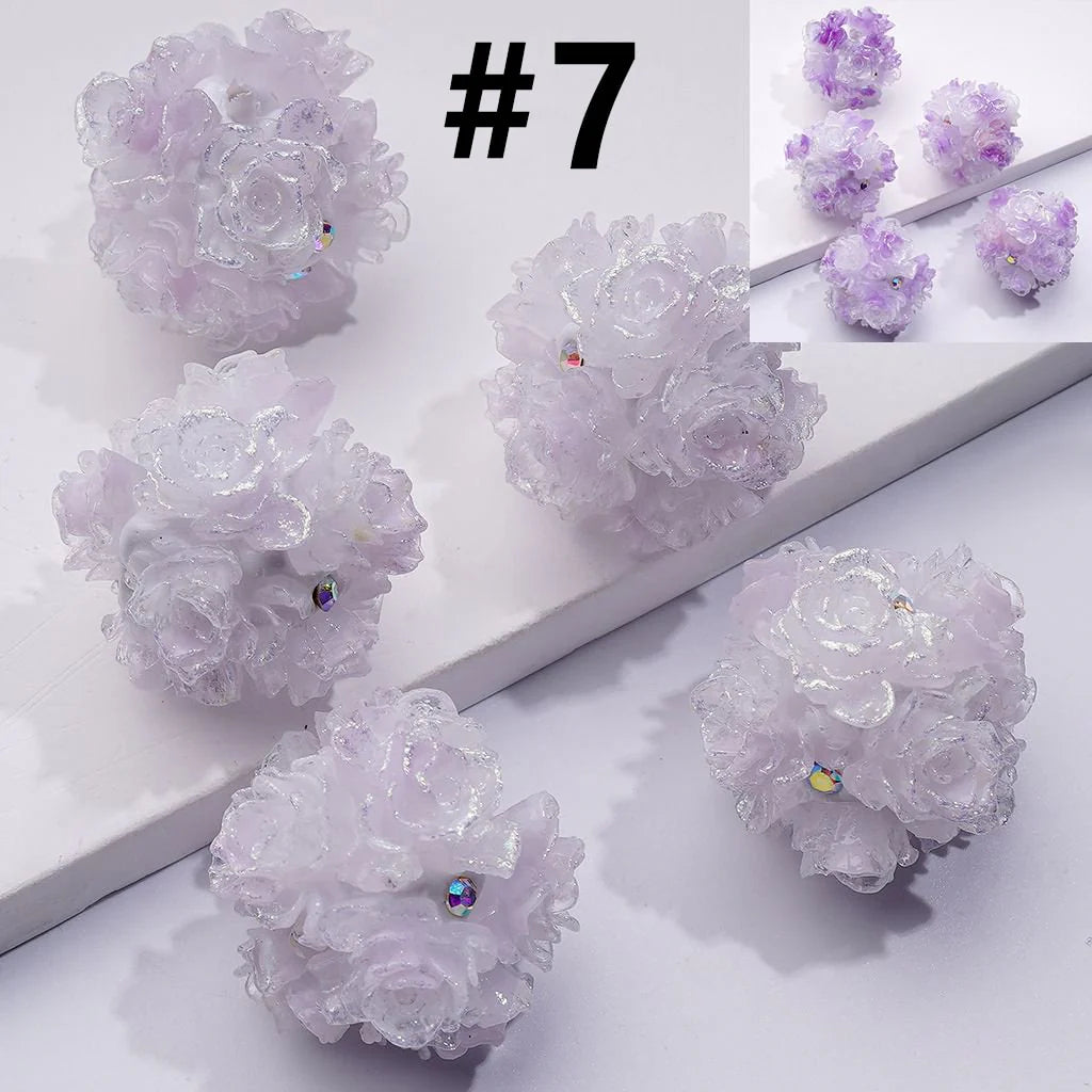 z-Color Changing Cute Glitter Soft Flowers AB Rhinestones Round Clay Beads, Around 24MM