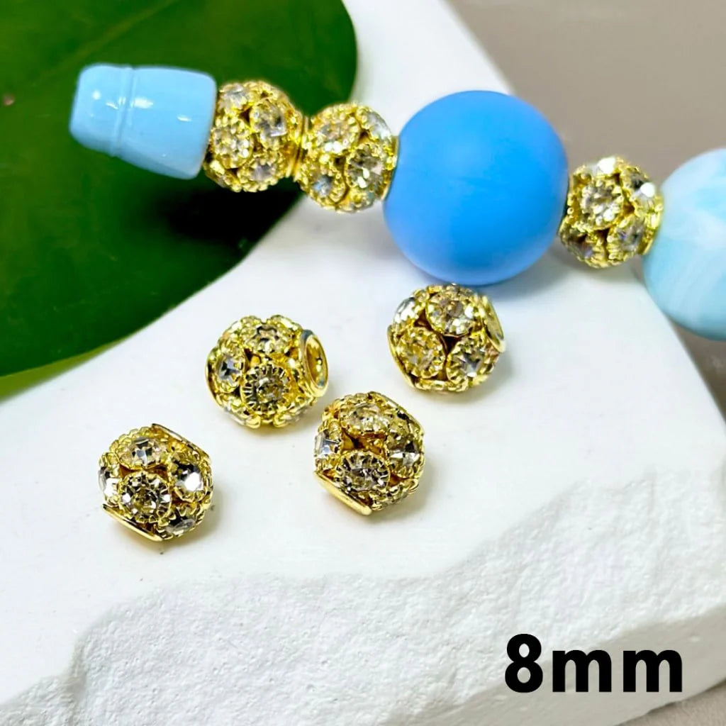 z-Bling Bling Silver Alloy Flowers Spacer with Shiny  Rhinestones, 8MM