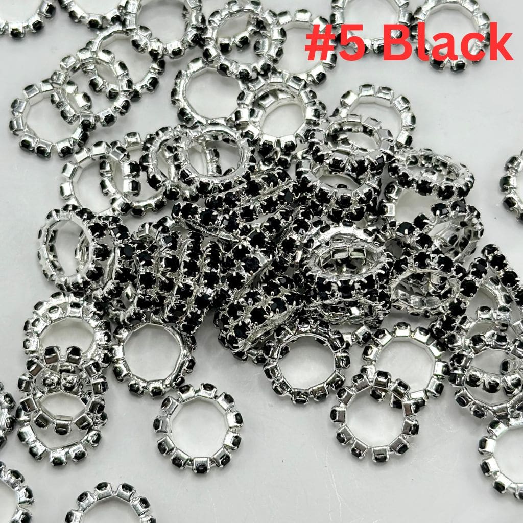 z-New Style Silver Spacer with Solid Color Rhinestones, 10MM