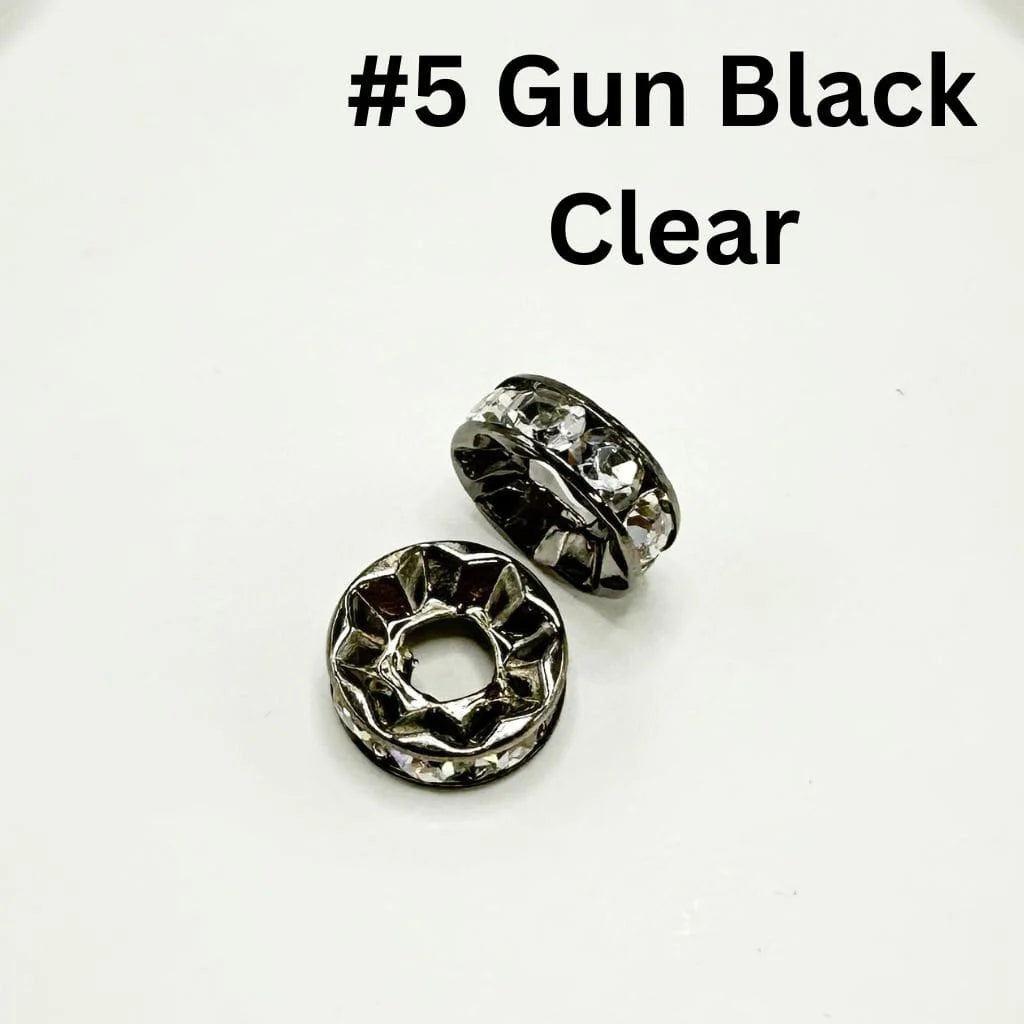 Large Hole Spacer Beads, Round Metal Spacers with Rhinestones & Large Hole, Size 15mm