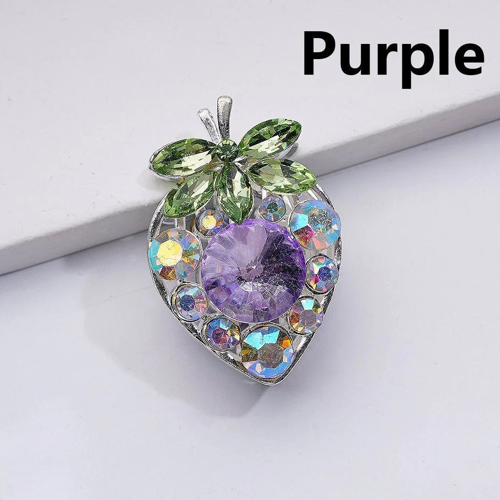 z-Silver Metal Beads Multi-Color Cone Shape Fancy Strawberry & Green Leaf AB Rhinestones, 22*33MM