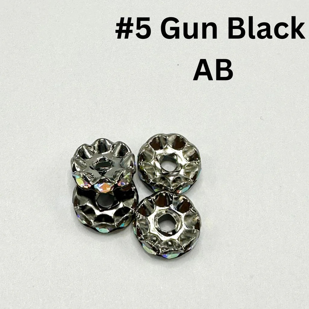 z-Crimp Beads, Metal Wavy Shape Spacers with Rhinestones in Solid Colors, 10mm