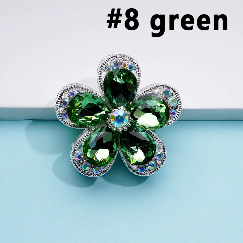 z-Silver Color Metal Beads with Five Petaled Flower with Colorful & AB Rhinestones, 38MM