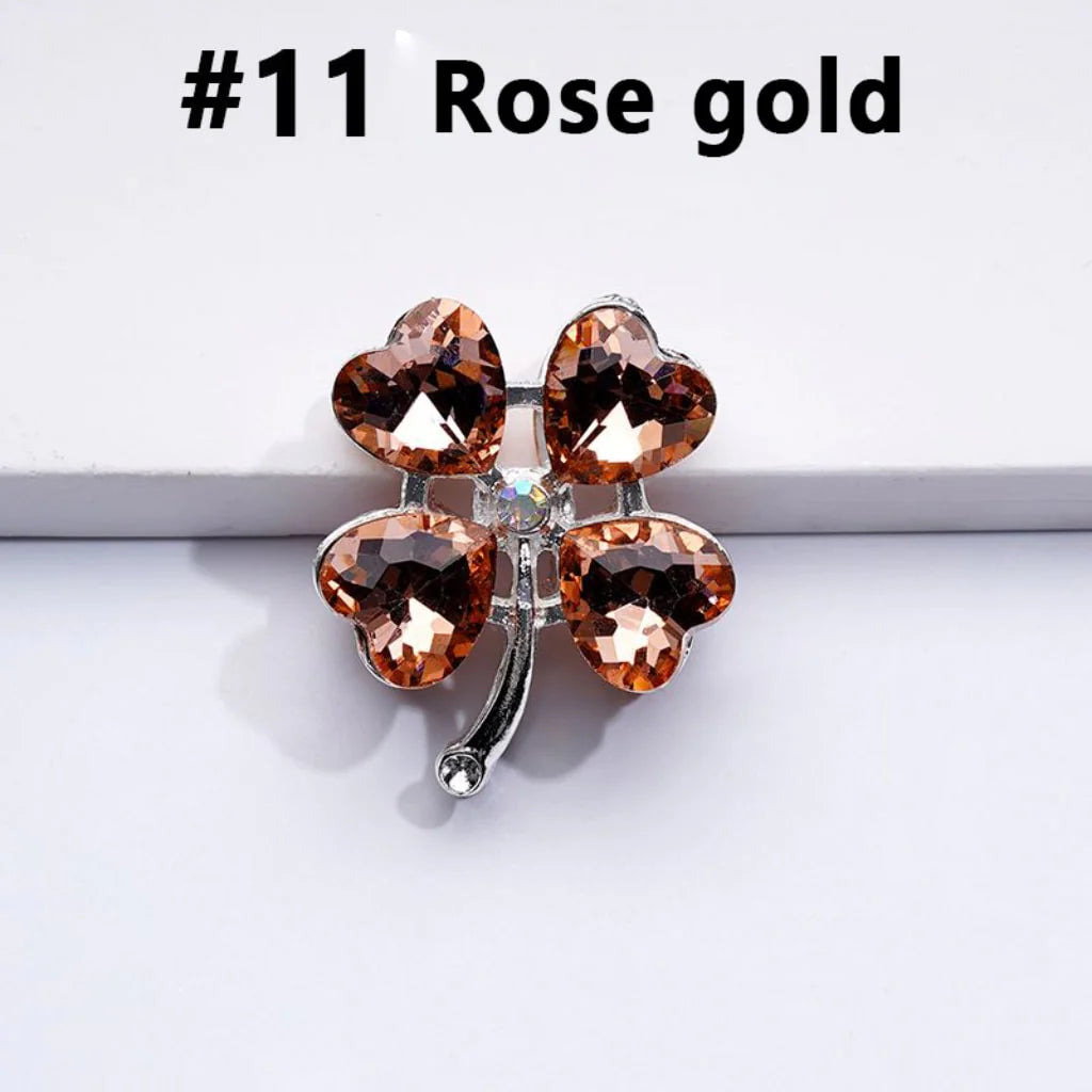 z-Silver Metal Beads Mini AB Rhinestones & Delicate Fancy Four Leaf Clover with Color Hearts and 25×30MM