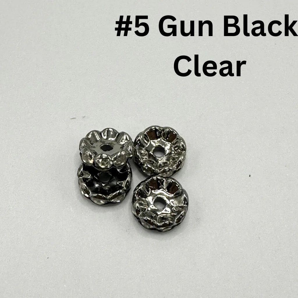 z-Metal Wavy Spacers with Rhinestones in Solid Colors, 12MM