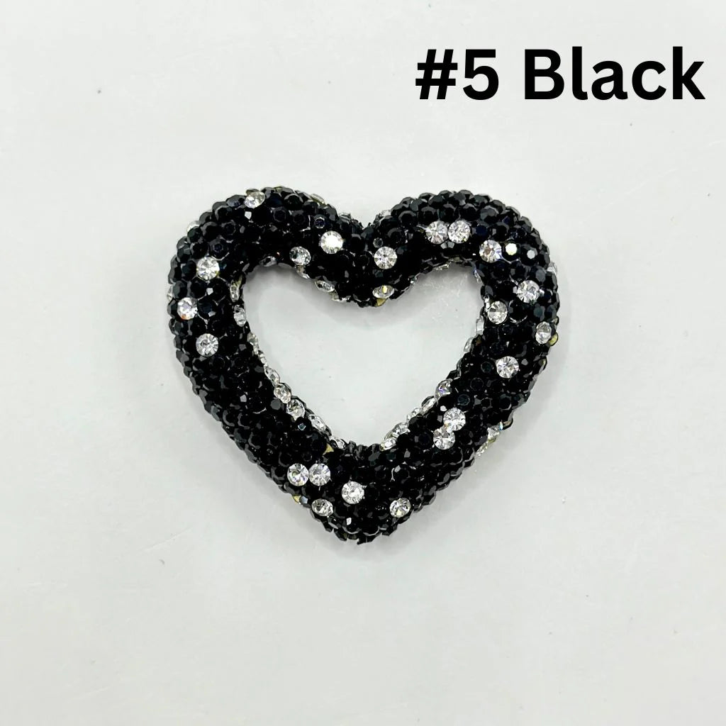 z-Bling Bling Heart Frame Clay Beads with Rhinestones, 48MM by 42MM