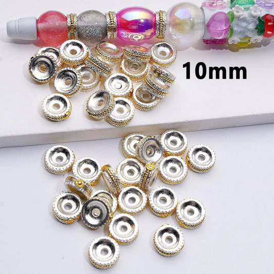 z-Mini Cute Gold Silver Alloy Metal Straight Flat Christmas Father Belt Spacer Beads, 10MM