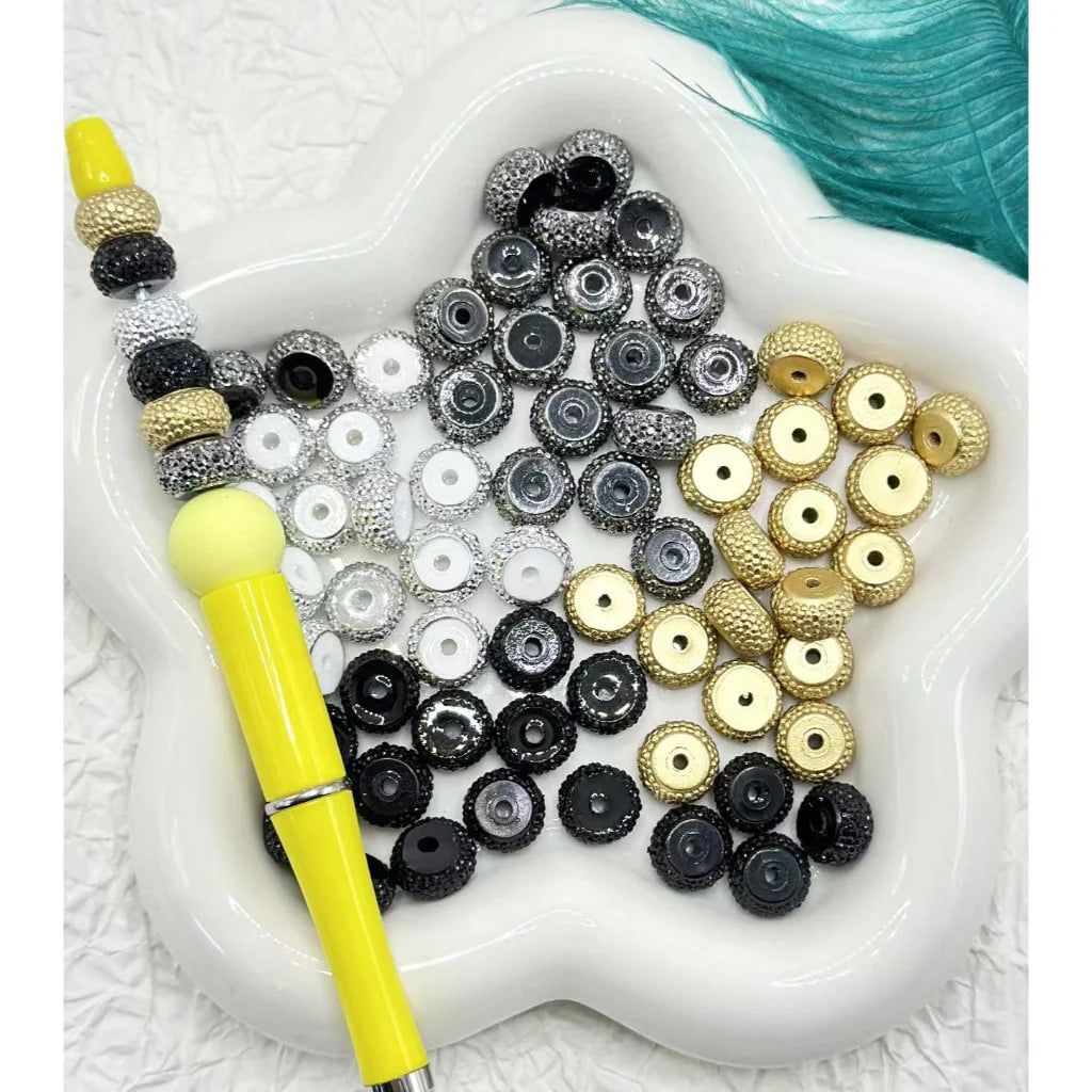 z-Wheel Spacers with Silver &golden& Black Rhinestone, 6x12mm