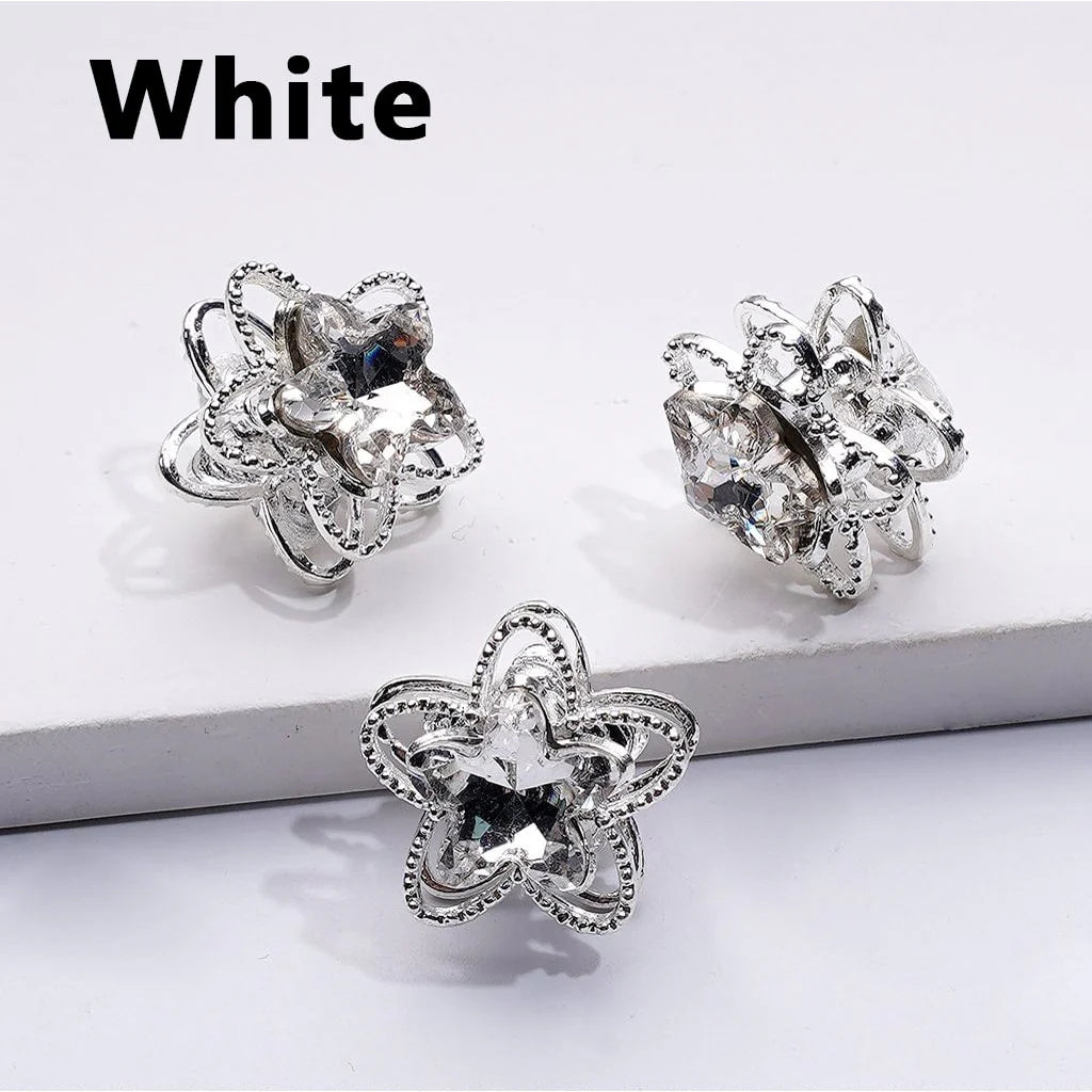 z-Exquisite Fancy Silver Alloy Five-petaled Flower Bead with Multi-Color Shiny Rhinestones, Around 19MM