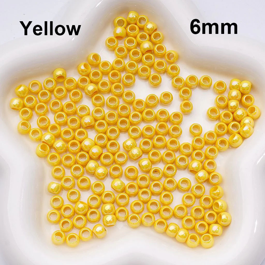 z-Waist Beads for Jewelry Making - UV Coated Mini Seed Acrylic Beads with Large Hole - 6mm - Random Mix - Can Be Used for Pen - 1000 Beads Pack