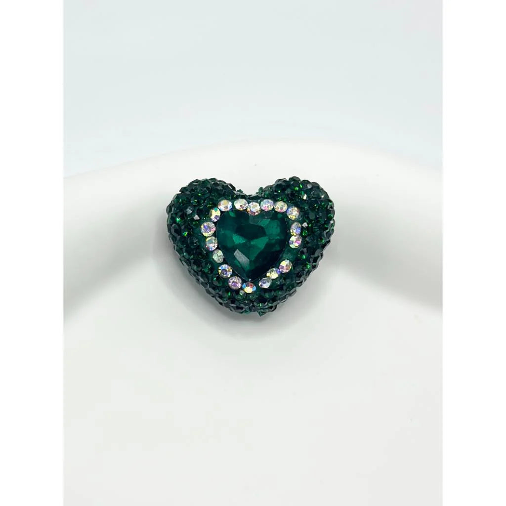 z-Bling Bling Sparkling Heart Clay Beads with Colorful Rhinestones, 20mm by 26mm