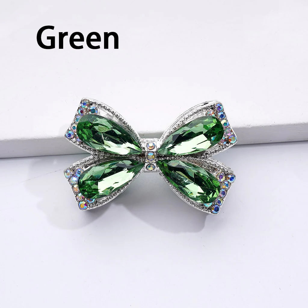 z-Silver Metal Beads with Fancy Bowtie with Shiny Rhinestones, 24*38MM