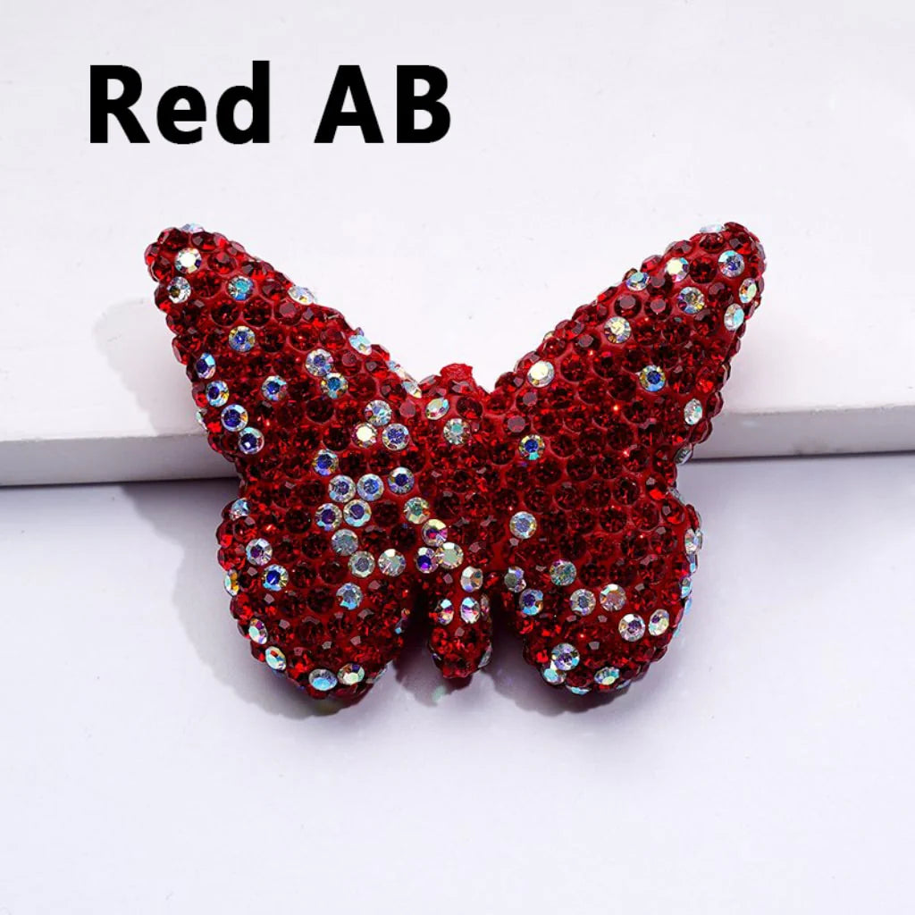 z-Exquisite Multi-Color Butterfly Clay Beads with Shiny Rhinestones, 54*41MM