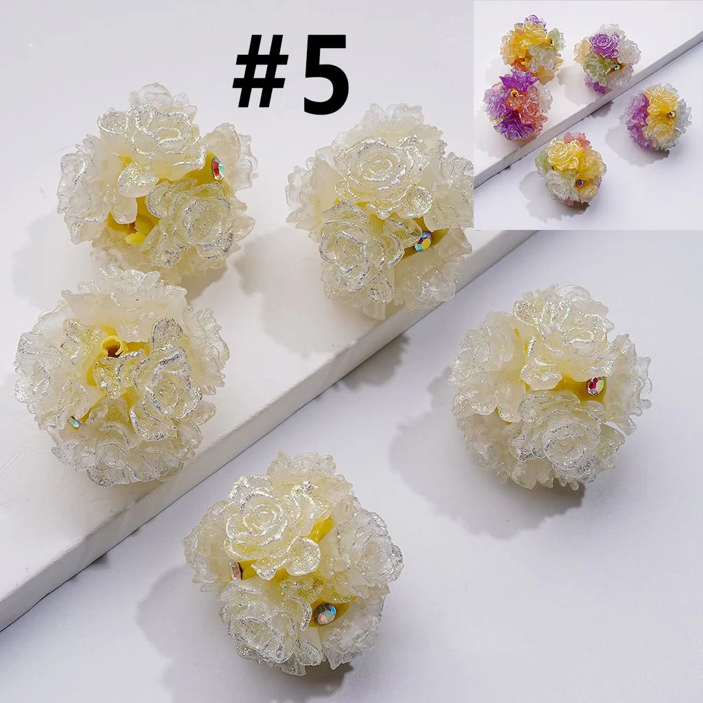 z-Color Changing Cute Glitter Soft Flowers AB Rhinestones Round Clay Beads, Around 24MM