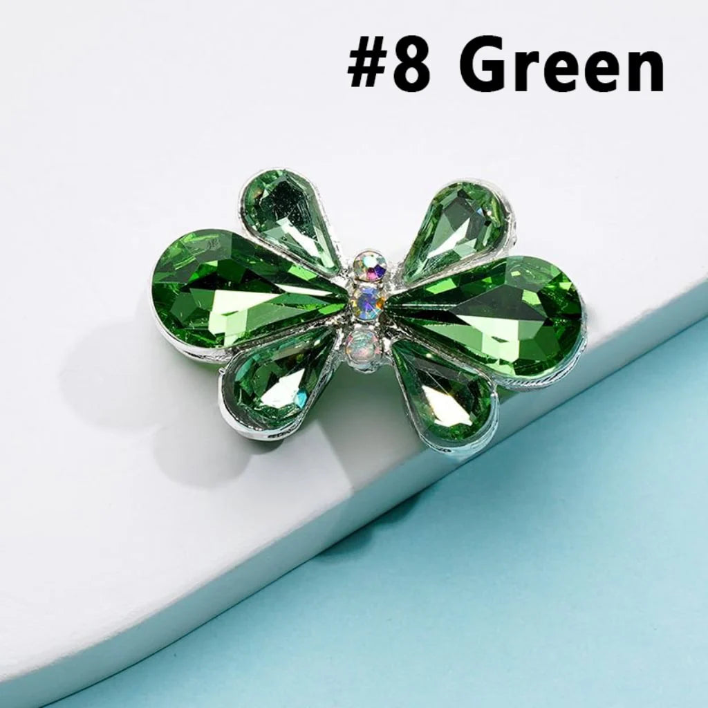 z-Silver Metal Beads Delicate AB Rhinestones and Fancy Colorful Bowtie Flower, 28×18MM