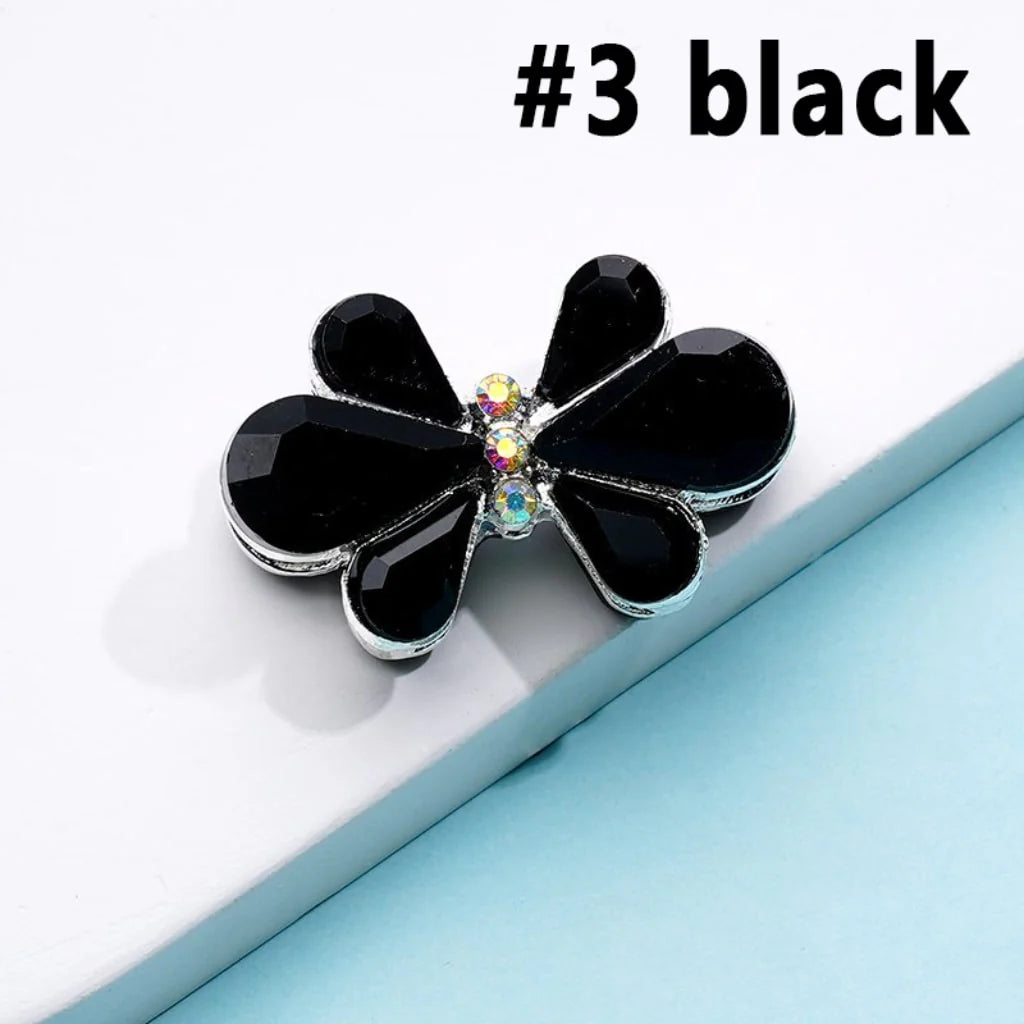 z-Silver Metal Beads Delicate AB Rhinestones and Fancy Colorful Bowtie Flower, 28×18MM