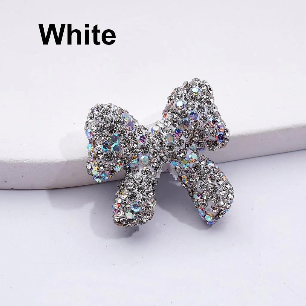 z-Multi-Color Cute Bowtie with AB Rhinestones Clay Beads, 24*26MM, Random Mix
