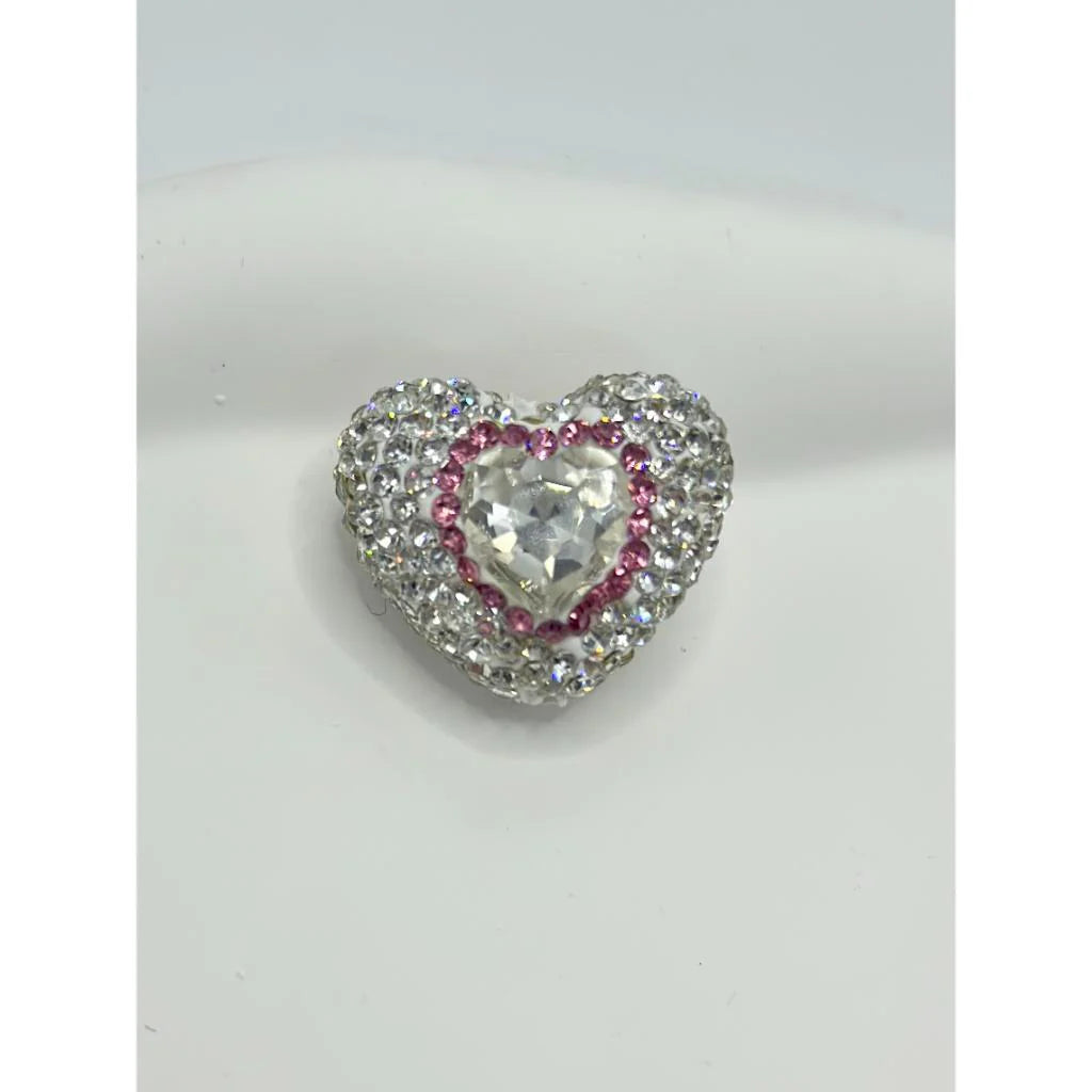 z-Bling Bling Sparkling Heart Clay Beads with Colorful Rhinestones, 20mm by 26mm