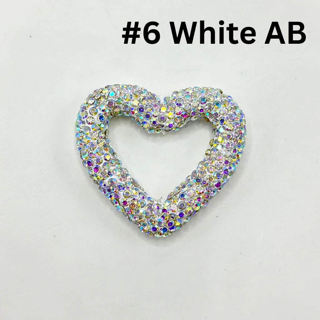 z-Bling Bling Heart Frame Clay Beads with Rhinestones, 48MM by 42MM