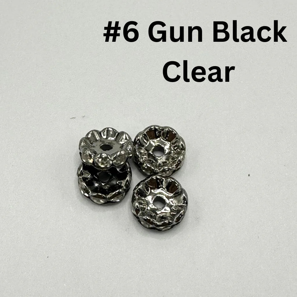 z-Crimp Beads, Metal Wavy Shape Spacers with Rhinestones in Solid Colors, 10mm