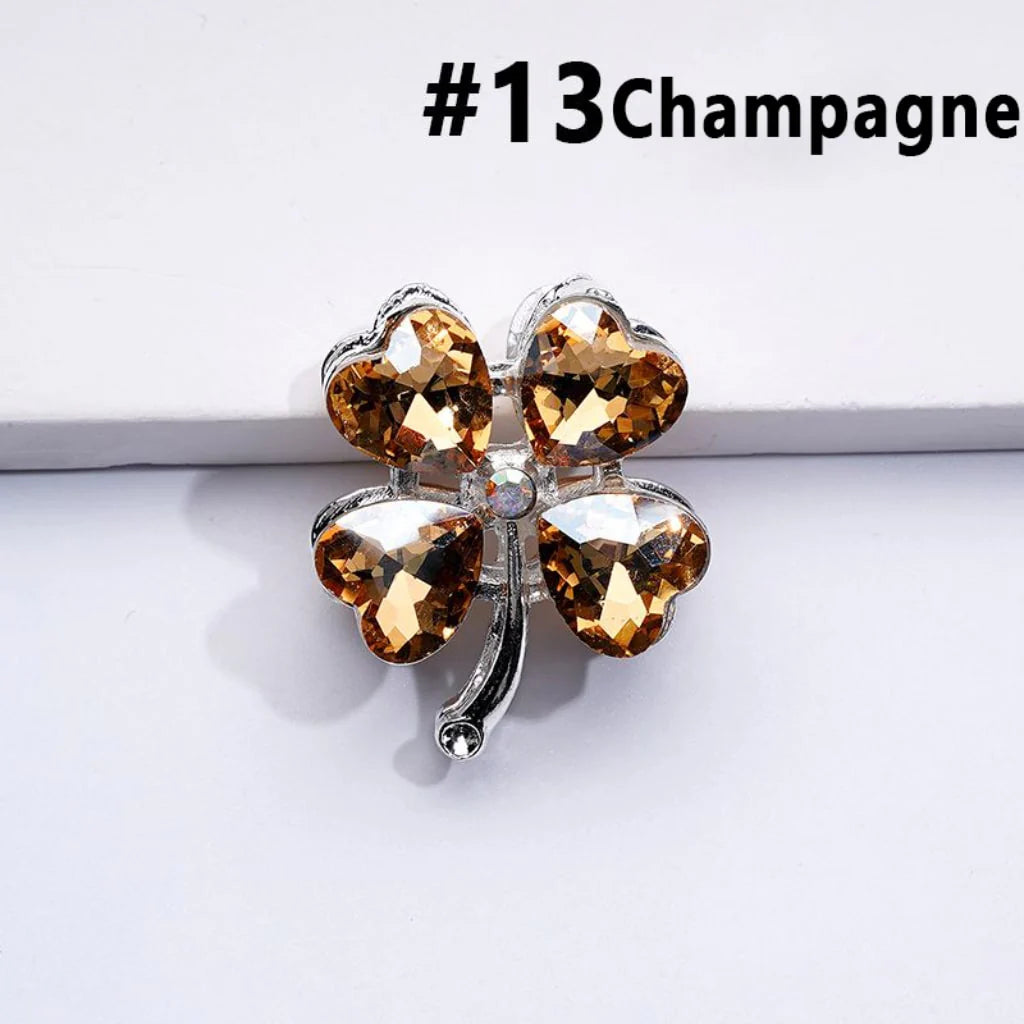 z-Silver Metal Beads Mini AB Rhinestones & Delicate Fancy Four Leaf Clover with Color Hearts and 25×30MM