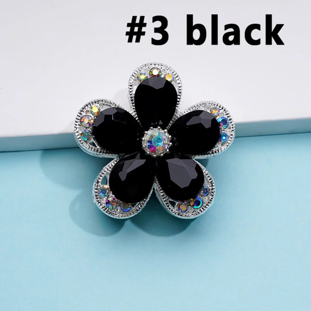 z-Silver Color Metal Beads with Five Petaled Flower with Colorful & AB Rhinestones, 38MM