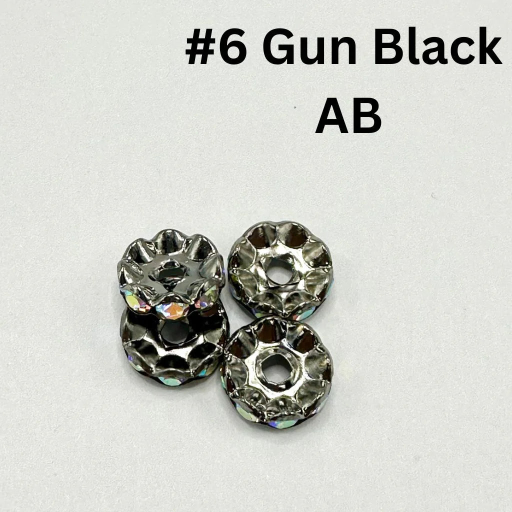 z-Metal Wavy Spacers with Rhinestones in Solid Colors, 12MM