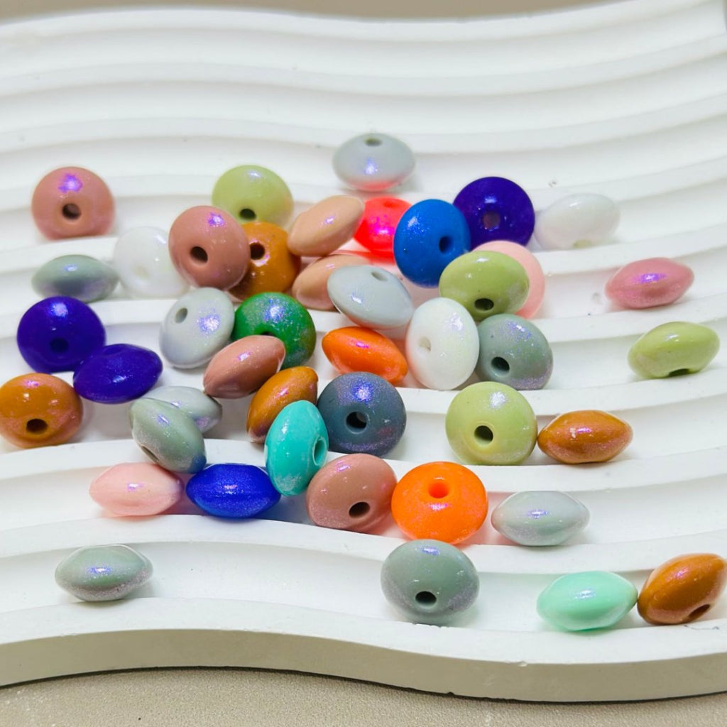 z-Glittery Silicone Lentil Beads Spacers Saucers in Solid Color, Random Mix, 12MM