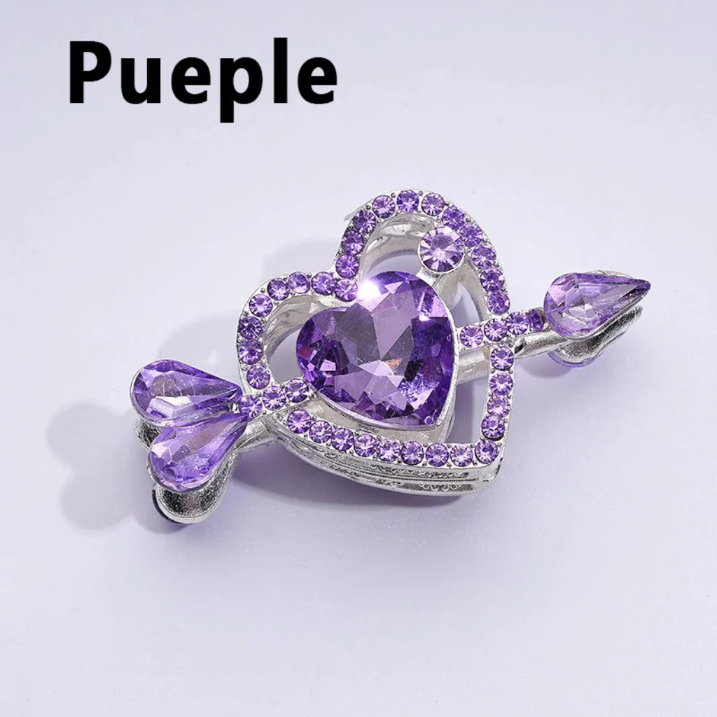 z-Silver Metal Beads Delicate Fancy Heart Arrow Pierces Multi-Color Rhinestones, Around 48*26MM