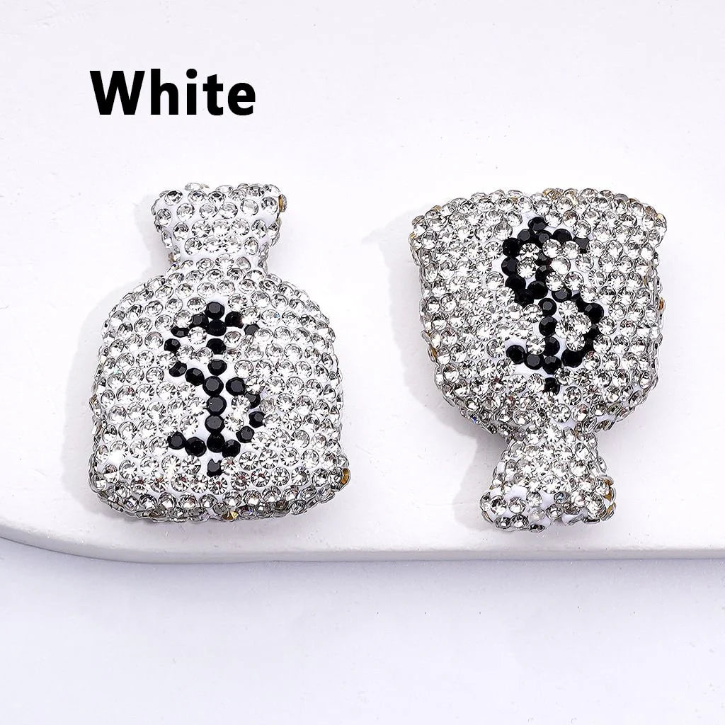 z-Bling Bling Cute US Dollar Fund Sources Money Bag with Shiny Rhinestones Clay Beads, Around 36*26MM