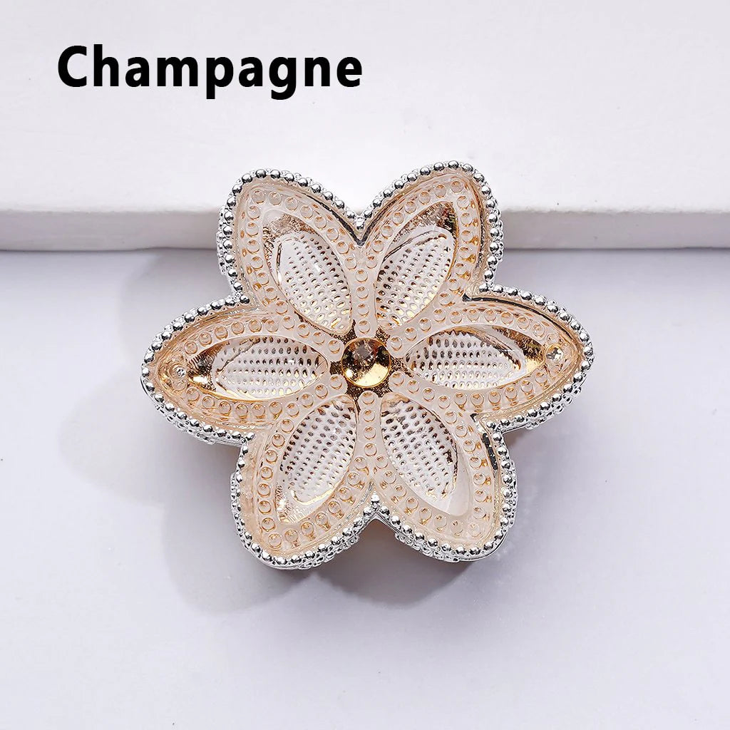 z-Silver Metal Beads Fancy Hexapetalous Flower with Bling Bling Colorful & Shiny Rhinestones 32MM