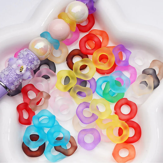 z-Multi-Color Translucent Frosted Large Hole Wavy Shape Acrylic Spacer Beads, 16MM (Single Color is only available for 500pcs(Whole bag))
